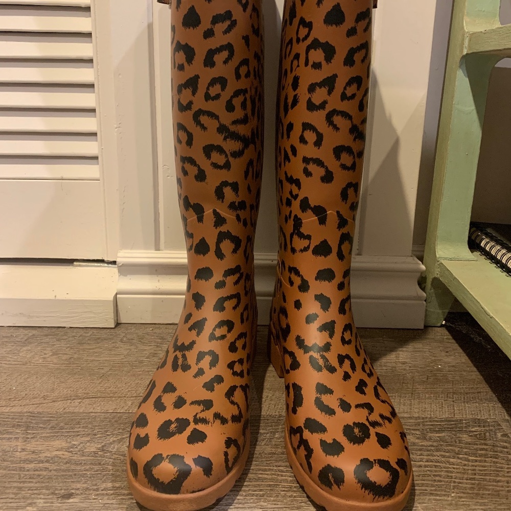 Rare Leopard Print Tall Hunter Boots